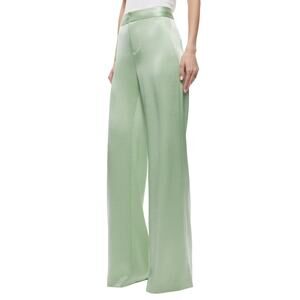 Alice + Olivia Satin Green Tea Deanna Pant Size 0 NWT